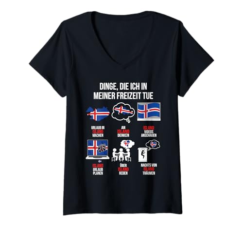 Damen ISLAND Spruch | Lustiger Spruch Freizeit ISLAND ICELAND T-Shirt mit V-Ausschnitt von Lustige Island Geschenke & Isländische Souvenirs