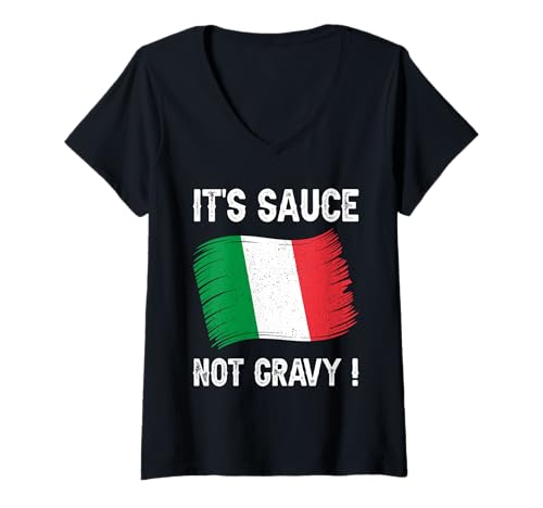 Damen Italienischer Spruch Lustig Sauce Nicht Bratensoße T-Shirt mit V-Ausschnitt Damen Italienischer Spruch Lustig Sauce Nicht Bratensoße T-Shirt mit V-Ausschnitt von Lustige Italienische Sprüche Entwürfe