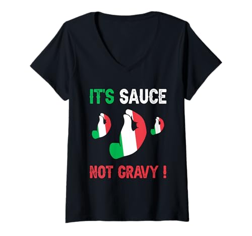 Damen Italienischer Spruch Lustig Sauce Nicht Bratensoße T-Shirt mit V-Ausschnitt Damen Italienischer Spruch Lustig Sauce Nicht Bratensoße T-Shirt mit V-Ausschnitt von Lustige Italienische Sprüche Entwürfe