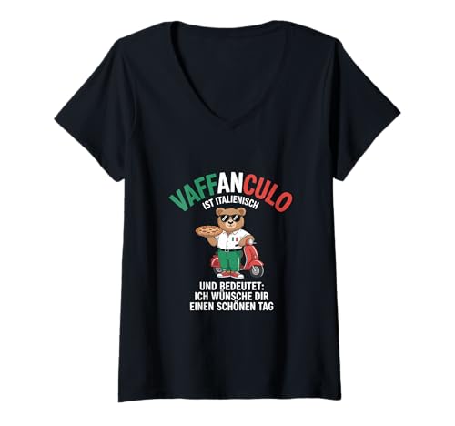 Damen Vaffanculo ist italienisch und bedeutet ich wünsche Italien T-Shirt mit V-Ausschnitt Damen Vaffanculo ist italienisch und bedeutet ich wünsche Italien T-Shirt mit V-Ausschnitt von Lustige Italienischer Humor und Sprühe mit Pizza