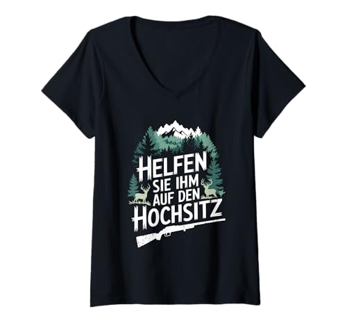 Damen Hirsch Jagen Wald Lustig Wildschwein Männer Jagd, Jäger T-Shirt mit V-Ausschnitt Damen Hirsch Jagen Wald Lustig Wildschwein Männer Jagd, Jäger T-Shirt mit V-Ausschnitt von Lustige Jäger Geschenke & Jagd und Jagen Zubehör