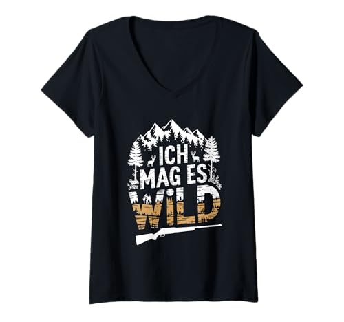 Damen Lustig Wildschwein Männer Hirsch Jagd Wald Jagen, Jäger T-Shirt mit V-Ausschnitt Damen Lustig Wildschwein Männer Hirsch Jagd Wald Jagen, Jäger T-Shirt mit V-Ausschnitt von Lustige Jäger Geschenke & Jagd und Jagen Zubehör