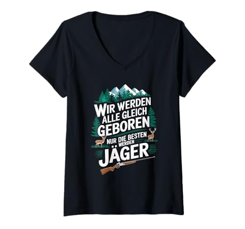 Damen Wildschwein Hirsch Wald Lustig Männer Jagd Jagen, Jäger T-Shirt mit V-Ausschnitt Damen Wildschwein Hirsch Wald Lustig Männer Jagd Jagen, Jäger T-Shirt mit V-Ausschnitt von Lustige Jäger Geschenke & Jagd und Jagen Zubehör
