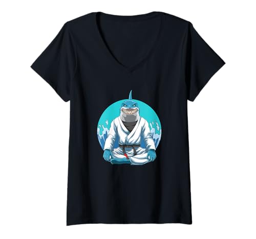 Damen Jiu Jitsu-Hai T-Shirt mit V-Ausschnitt von Lustige Jiu Jitsu Shirts für Kinder