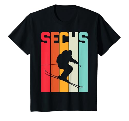 6. Geburtstag Jungen Retro Ski Skifahrer Fan 6 Jahre alt T-Shirt 6. Geburtstag Jungen Retro Ski Skifahrer Fan 6 Jahre alt T-Shirt von Lustige Jungen Geburtstag Ski Wintersport Motive