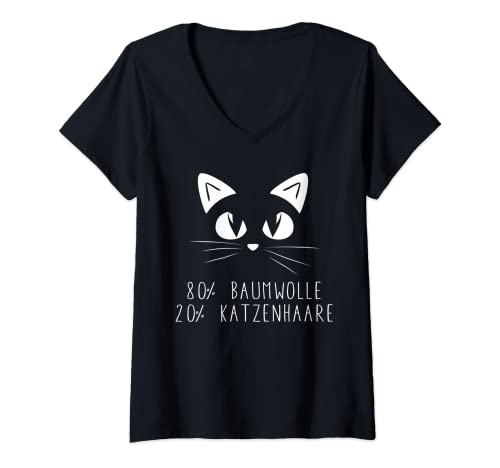 Damen Baumwolle Katzenhaare - Cat Sprüche - Katzen T-Shirt mit V-Ausschnitt Damen Baumwolle Katzenhaare - Cat Sprüche - Katzen T-Shirt mit V-Ausschnitt von Lustige Kätzchen Sprüche Schlaf Oberteil Geschenk