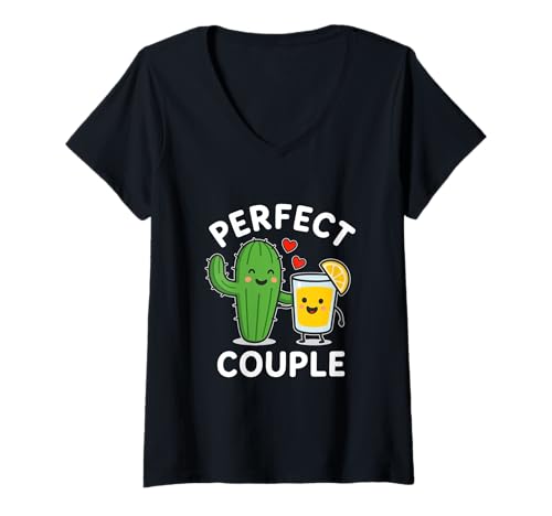 Damen Perfekte Paar Lustige Kaktus Saft Herzen T-Shirt mit V-Ausschnitt Damen Perfekte Paar Lustige Kaktus Saft Herzen T-Shirt mit V-Ausschnitt von Lustige Kaktus Und Saft Paare Motive Designs