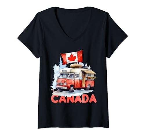 Damen Kanada-Souvenir-Shirt ist Maple Leaf Shirt ist T-Shirt mit V-Ausschnitt Damen Kanada-Souvenir-Shirt ist Maple Leaf Shirt ist T-Shirt mit V-Ausschnitt von Lustige Kanada-Tageshemden