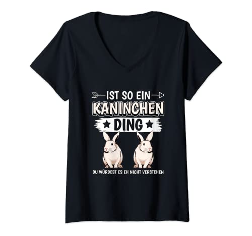 Damen Ist so ein Kaninchen Ding Kaninchen T-Shirt mit V-Ausschnitt Damen Ist so ein Kaninchen Ding Kaninchen T-Shirt mit V-Ausschnitt von Lustige Kaninchen Outfits Damen Herren Kinder