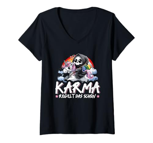 Damen Karma Regelt Das Schon Schicksal Lustig Spruch Statement T-Shirt mit V-Ausschnitt Damen Karma Regelt Das Schon Schicksal Lustig Spruch Statement T-Shirt mit V-Ausschnitt von Lustige Karma Sprüche Kleidung
