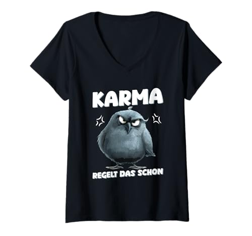 Damen Karma Regelt Das Schon Vogel Wütend Statement T-Shirt mit V-Ausschnitt Damen Karma Regelt Das Schon Vogel Wütend Statement T-Shirt mit V-Ausschnitt von Lustige Karma Sprüche Kleidung