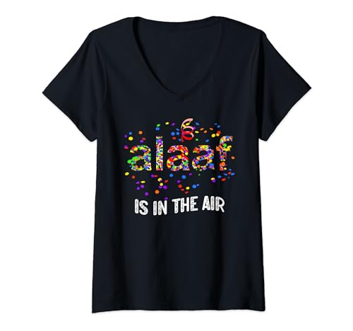 Damen Kölle Alaaf Is In The Air Karneval Musik Jecken Lustig T-Shirt mit V-Ausschnitt Damen Kölle Alaaf Is In The Air Karneval Musik Jecken Lustig T-Shirt mit V-Ausschnitt von Lustige Karneval Helau Alaaf Olau Jecken Sprüche