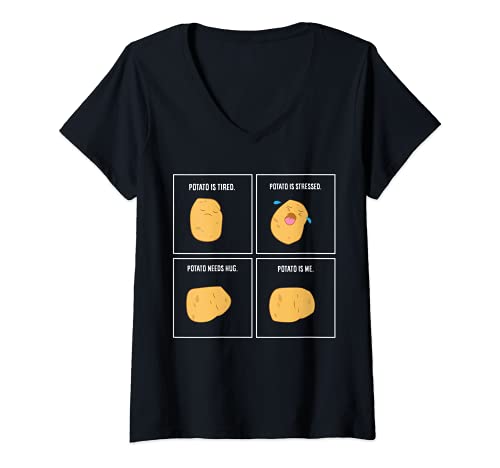 Damen Kartoffel Meme Ich Bin Eine Kartoffel Gemüse Meme T-Shirt mit V-Ausschnitt Damen Kartoffel Meme Ich Bin Eine Kartoffel Gemüse Meme T-Shirt mit V-Ausschnitt von Lustige Kartoffel Geschenke und Kartoffel Sprüche