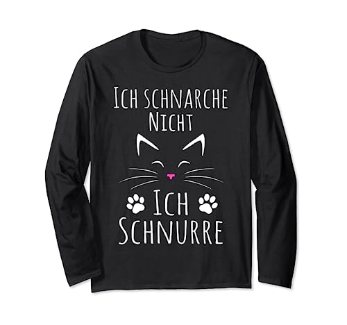 Katze ich schnarche nicht ich schnurre Schlafshirt Damen Langarmshirt von Lustige Katzen Pyjama Frauen Nachthemd Katzenmotiv