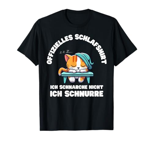 Ich Schnarche nicht Ich schnurre Katze Schlafshirt Damen T-Shirt von Lustige Katzen Pyjama Nachthemd Schlafshirt