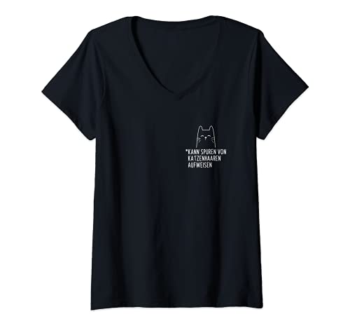 Damen Kann Spuren Von Katzenhaaren Aufweisen Katze Katzenliebhaber T-Shirt mit V-Ausschnitt Damen Kann Spuren Von Katzenhaaren Aufweisen Katze Katzenliebhaber T-Shirt mit V-Ausschnitt von Lustige Katzen Spruch Katzenbesitzer Geschenke