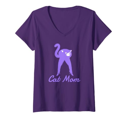 Damen Lustiges Katzenshirt für Mütter Katzenhemd Muttertags T-Shirt mit V-Ausschnitt Damen Lustiges Katzenshirt für Mütter Katzenhemd Muttertags T-Shirt mit V-Ausschnitt von Lustige Katzenmutter Katzenliebhaber Tees
