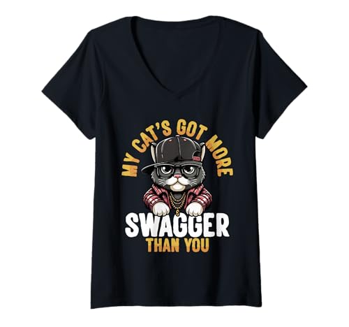 Damen Meine Katzen Haben Mehr Coolness Als Du Lustige Katze T-Shirt mit V-Ausschnitt Damen Meine Katzen Haben Mehr Coolness Als Du Lustige Katze T-Shirt mit V-Ausschnitt von Lustige Katzensprüche Für Katzenliebhaber