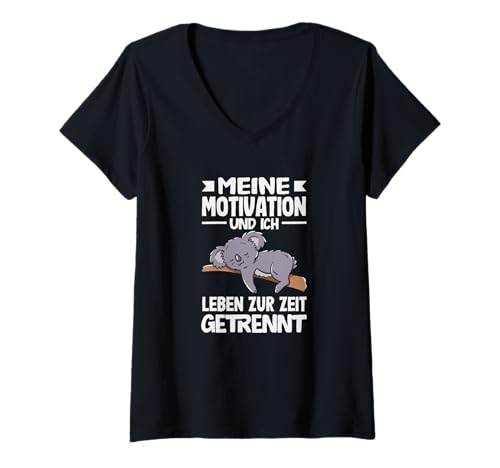 Damen Lustiger Spruch Meine Motivation Und Ich Leben Getrennt T-Shirt mit V-Ausschnitt Damen Lustiger Spruch Meine Motivation Und Ich Leben Getrennt T-Shirt mit V-Ausschnitt von Lustige Keine Lust Sprüche