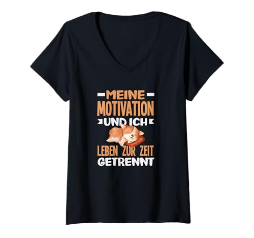 Damen Lustiger Spruch Meine Motivation Und Ich Leben Getrennt T-Shirt mit V-Ausschnitt Damen Lustiger Spruch Meine Motivation Und Ich Leben Getrennt T-Shirt mit V-Ausschnitt von Lustige Keine Lust Sprüche