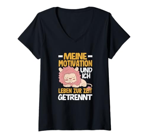 Damen Lustiger Spruch Meine Motivation Und Ich Leben Getrennt T-Shirt mit V-Ausschnitt Damen Lustiger Spruch Meine Motivation Und Ich Leben Getrennt T-Shirt mit V-Ausschnitt von Lustige Keine Lust Sprüche