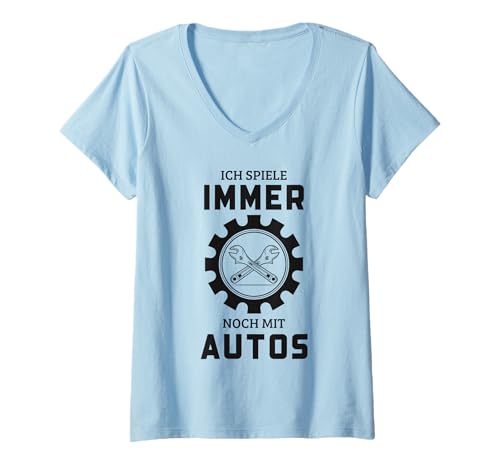 Damen Ich Spiele Mit Autos Automechaniker Mechatroniker Werkstatt T-Shirt mit V-Ausschnitt Damen Ich Spiele Mit Autos Automechaniker Mechatroniker Werkstatt T-Shirt mit V-Ausschnitt von Lustige Kfz Mechaniker Outfits & Geschenke