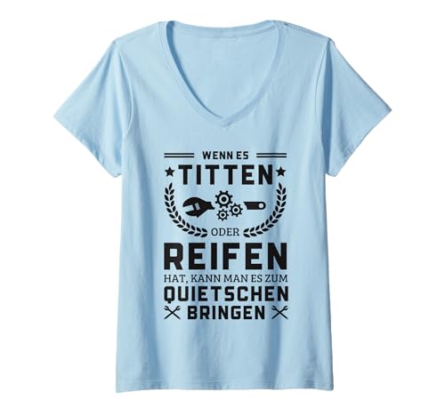 Damen Kfz Auto Mechaniker Lustig Spruch Titten Beruf T-Shirt mit V-Ausschnitt Damen Kfz Auto Mechaniker Lustig Spruch Titten Beruf T-Shirt mit V-Ausschnitt von Lustige Kfz Mechaniker Outfits & Geschenke
