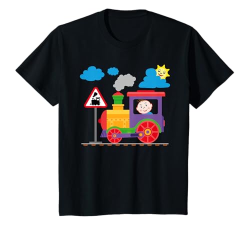 Kleine lustige Lokomotive mit Baby als Lokführer | Eisenbahn T-Shirt von Lustige Kinder Eisenbahnmotive