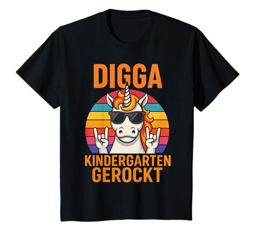 Kinder Digga Kindergarten Gerockt Einhorn Spruch Kinder T-Shirt Kinder Digga Kindergarten Gerockt Einhorn Spruch Kinder T-Shirt von Lustige Kinder Sprüche Schule Einschulung
