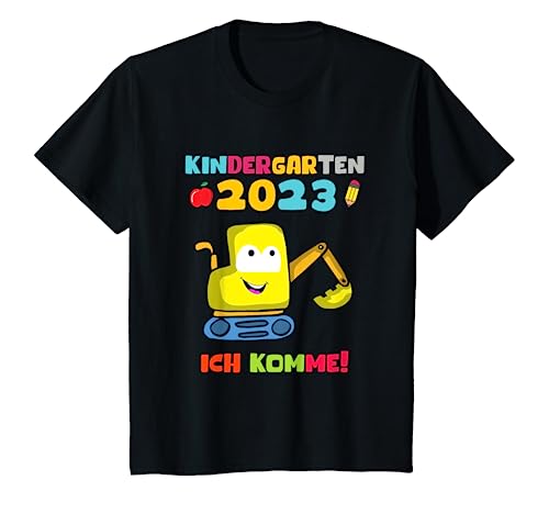 Kinder Kindergarten 2023 Ich Komme Kindergarten Kind Kiga Bagger T-Shirt von Lustige Kindergarten Outfit Sohn Tochter Deko Kita
