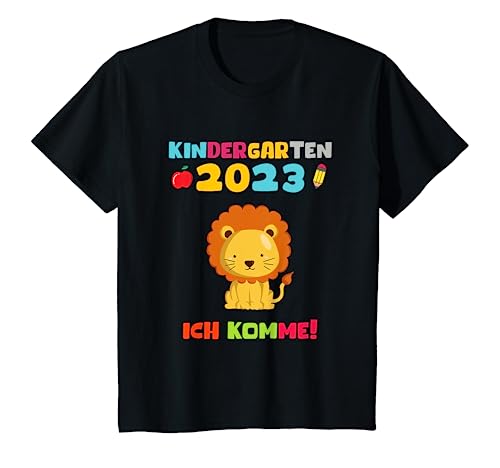 Kinder Kindergarten 2023 Ich komme Kindergarten Kind Kiga Löwe T-Shirt von Lustige Kindergarten Outfit Sohn Tochter Deko Kita