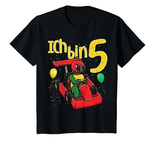 Kinder Fünfter 5. Geburtstag Schildkröte Go-Kart Ich Bin Fünf 5 T-Shirt Kinder Fünfter 5. Geburtstag Schildkröte Go-Kart Ich Bin Fünf 5 T-Shirt von Lustige Kindergeburtstag Kleidung