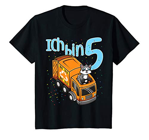 Kinder Fünfter 5. Geburtstag Waschbär Müllauto Ich Bin Fünf 5 Jahre T-Shirt Kinder Fünfter 5. Geburtstag Waschbär Müllauto Ich Bin Fünf 5 Jahre T-Shirt von Lustige Kindergeburtstag Kleidung