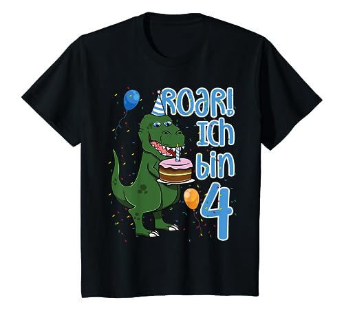 Kinder Ich Bin Vier 4 Jahre T-Rex Vierter 4. Geburtstag Dinosaurier T-Shirt Kinder Ich Bin Vier 4 Jahre T-Rex Vierter 4. Geburtstag Dinosaurier T-Shirt von Lustige Kindergeburtstag Kleidung