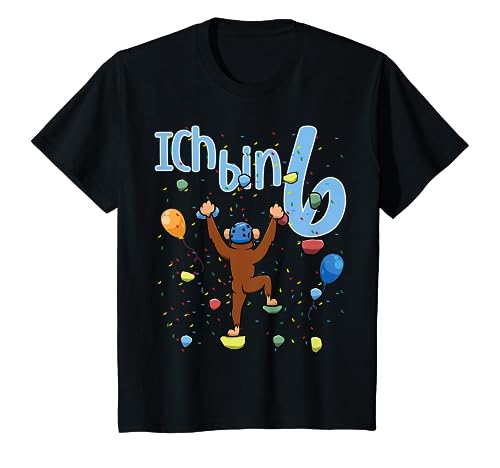 Kinder Sechster 6. Geburtstag Affe Klettern Ich Bin Sechs 6 Jahre T-Shirt von Lustige Kindergeburtstag Kleidung