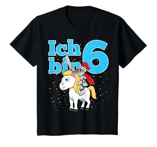 Kinder Sechster 6. Geburtstag Ritter Pferd Ich Bin Sechs 6 Jahre T-Shirt Kinder Sechster 6. Geburtstag Ritter Pferd Ich Bin Sechs 6 Jahre T-Shirt von Lustige Kindergeburtstag Kleidung