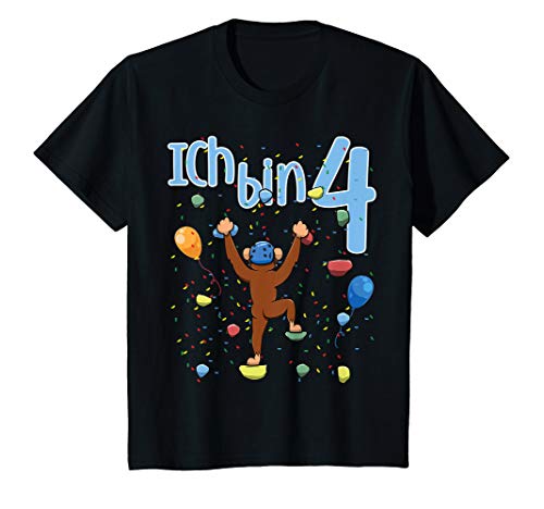 Kinder Vierter 4. Geburtstag Affe Klettern Ich Bin Vier 4 Jahre T-Shirt Kinder Vierter 4. Geburtstag Affe Klettern Ich Bin Vier 4 Jahre T-Shirt von Lustige Kindergeburtstag Kleidung