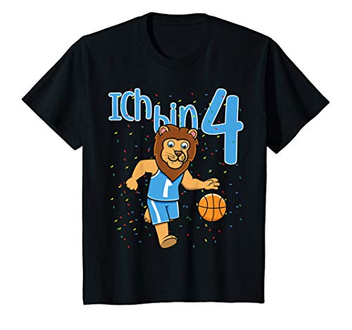 Kinder Vierter 4. Geburtstag Löwe Basketball Ich Bin Vier 4 T-Shirt Kinder Vierter 4. Geburtstag Löwe Basketball Ich Bin Vier 4 T-Shirt von Lustige Kindergeburtstag Kleidung