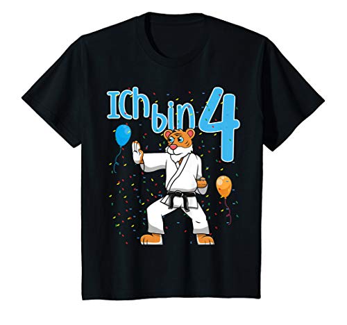Kinder Vierter 4. Geburtstag Löwe Karate Ich Bin Vier 4 Jahre T-Shirt Kinder Vierter 4. Geburtstag Löwe Karate Ich Bin Vier 4 Jahre T-Shirt von Lustige Kindergeburtstag Kleidung