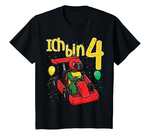 Kinder Vierter 4. Geburtstag Schildkröte Go-Kart Ich Bin Vier 4 T-Shirt Kinder Vierter 4. Geburtstag Schildkröte Go-Kart Ich Bin Vier 4 T-Shirt von Lustige Kindergeburtstag Kleidung