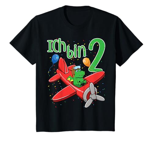 Kinder Zweiter 2. Geburtstag Drache Flugzeug Ich Bin Zwei 2 Jahre T-Shirt Kinder Zweiter 2. Geburtstag Drache Flugzeug Ich Bin Zwei 2 Jahre T-Shirt von Lustige Kindergeburtstag Kleidung