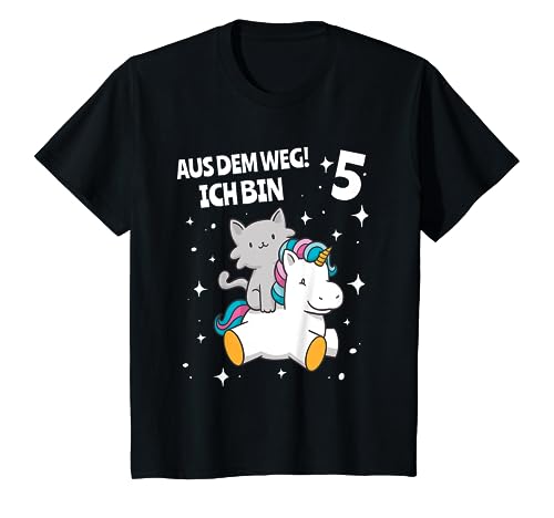 Kinder Kind 5. Kinder Geburtstag Mädchen 5 Jahre Sterne & Katze T-Shirt von Lustige Kindergeburtstags design Jungen & Mädchen