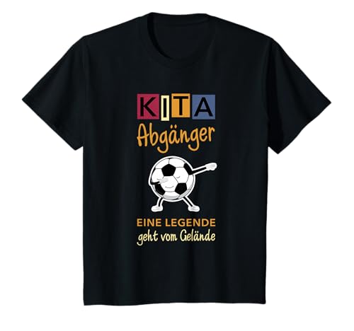 Kinder Kita Abgänger Schulkind Fußball Dab Schule T-Shirt von Lustige Kita Einschulung Spruch Designs