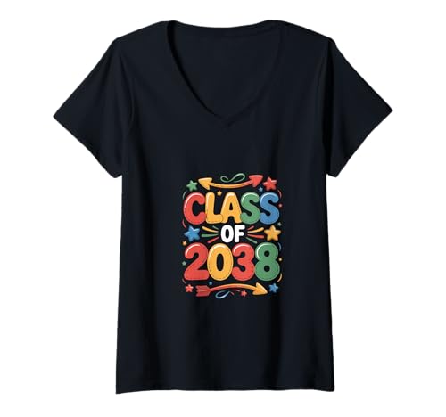 Damen Klasse von 2038 wachsen mit Mir am ersten Tag Schule T-Shirt mit V-Ausschnitt Damen Klasse von 2038 wachsen mit Mir am ersten Tag Schule T-Shirt mit V-Ausschnitt von Lustige Klasse von 2038 wachsen mit mir am ersten