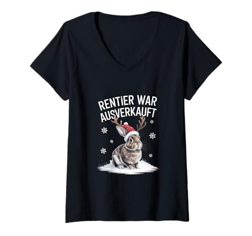 Damen Rentier war ausverkauft Weihnachts Hase T-Shirt mit V-Ausschnitt von Lustige Kleidung für Weihnachten