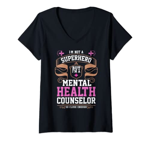 Damen I’m not a Superhero But I’m a Mental Health Counselor T-Shirt mit V-Ausschnitt Damen I’m not a Superhero But I’m a Mental Health Counselor T-Shirt mit V-Ausschnitt von Lustige Kleidung zum Thema psychische Gesundheit