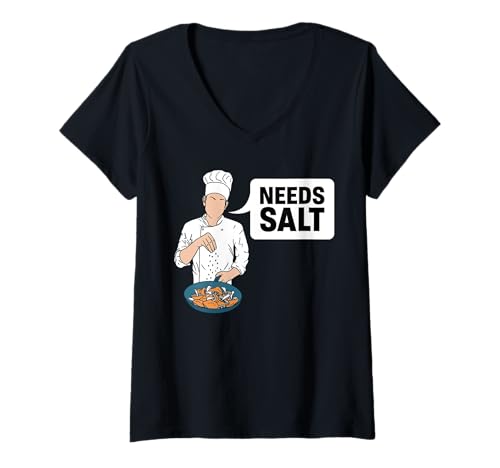 Damen Needs Salt Lustiges Koch T-Shirt mit V-Ausschnitt Damen Needs Salt Lustiges Koch T-Shirt mit V-Ausschnitt von Lustige Koch Kleidung