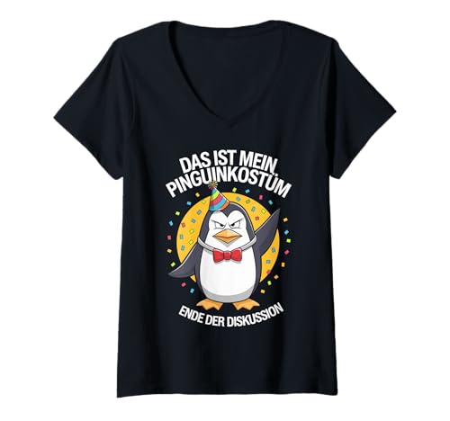 Damen Das ist mein Pinguinkostüm Lustiger Spruch Fasching Karneval T-Shirt mit V-Ausschnitt Damen Das ist mein Pinguinkostüm Lustiger Spruch Fasching Karneval T-Shirt mit V-Ausschnitt von Lustige Kostüme für Fasching & Karneval
