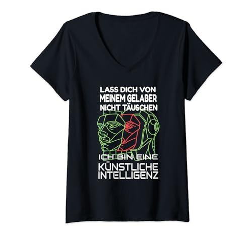 Damen Roboter Kostüm Künstliche Intelligenz Verkleidung Karneval T-Shirt mit V-Ausschnitt Damen Roboter Kostüm Künstliche Intelligenz Verkleidung Karneval T-Shirt mit V-Ausschnitt von Lustige Kostüme für Karneval Fasching Fastnacht