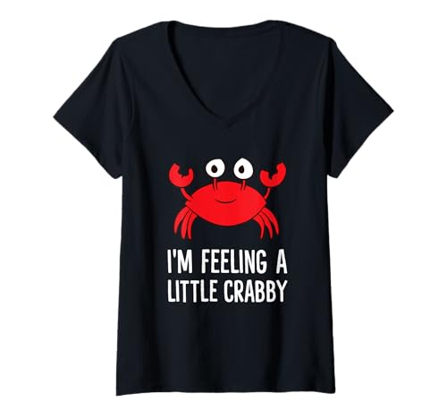 Damen Lustiger Cartoon-Krabben-Hummer, mit Aufschrift "I'm Feeling A Little Crby", für Kinder T-Shirt mit V-Ausschnitt Damen Lustiger Cartoon-Krabben-Hummer, mit Aufschrift "I'm Feeling A Little Crby", für Kinder T-Shirt mit V-Ausschnitt von Funny Crabs Gifts